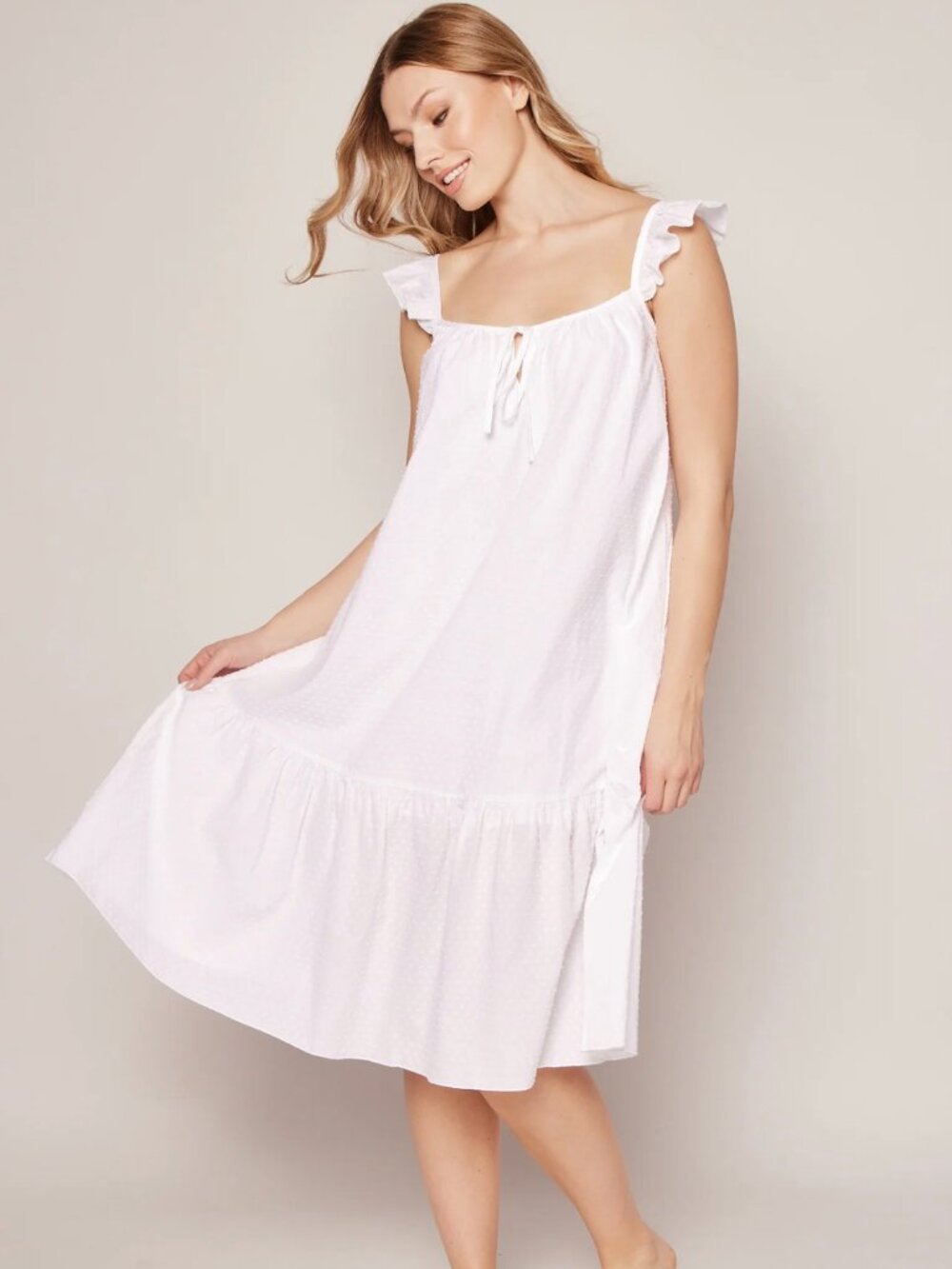Petite Plume White Cotton Nightgown Size L